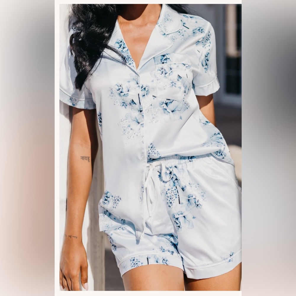 MILEVA BLEU DE FLEUR PRINTED PJ SET